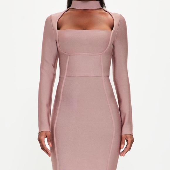 Peace +Love Pink Choker Neck Bandage Bodycon Dress - Picture 2 of 8